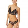 immagine 0 di Bralette in tulle stampato e pizzo + slip brasiliano