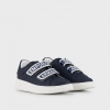 immagine 0 di Sneakers in pelle blu  con doppio velcro e logo