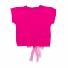 immagine 1 di T.shirt In cotone fuxia con chiusura in tulle