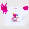 immagine 0 di T.shirt bianca in cotone con stampa colorata