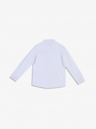 Trussardi junior camicia bianca in misto lino con logo ricamato 2