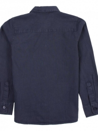 Trussardi camicia blu delavè con logo ricamato in misto lino 2