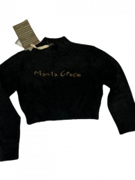 Manila Grace maglia nera con logo centrale oro junior 2