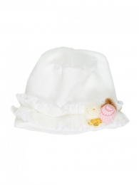 Cappellino bianco con applicazioni rosa 2
