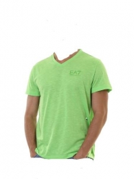 T.shirt scollo V cotone soffiato colore verde 1