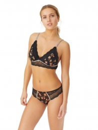 Bralette in tulle stampato e pizzo + slip brasiliano 1