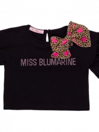 T.shirt in cotone bimba con logo di strass 1