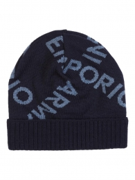 Emporio Armani set cappellino e sciarpa in pura lana vergine logato ragazzo 2