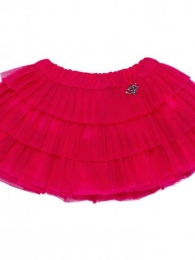 Gonnina con balze in tulle corallo e fuxia 1