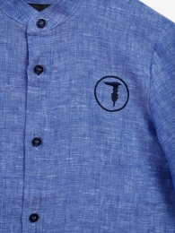 Trussardi camicia azzurra in lino 2
