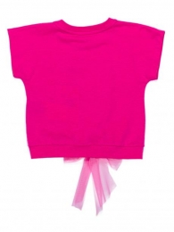 T.shirt In cotone fuxia con chiusura in tulle 2