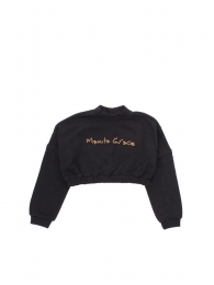 Manila Grace maglia nera con logo centrale oro junior 1