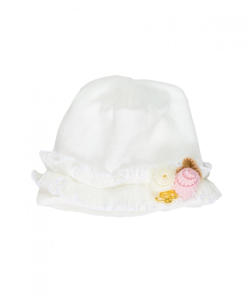 immagine 1 di Cappellino bianco con applicazioni rosa