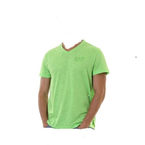 immagine 0 di T.shirt scollo V cotone soffiato colore verde