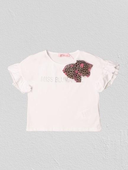 immagine 2 di T.shirt in cotone bimba con logo di strass