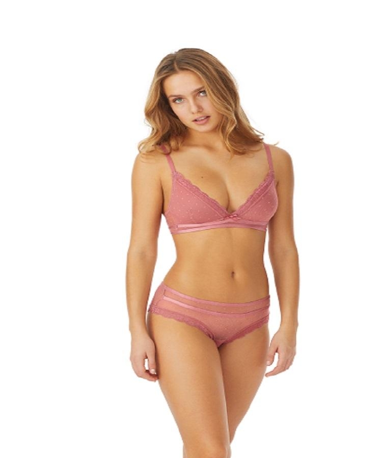 immagine 0 di Completo intimo triangolo + slip in tulle ricamato