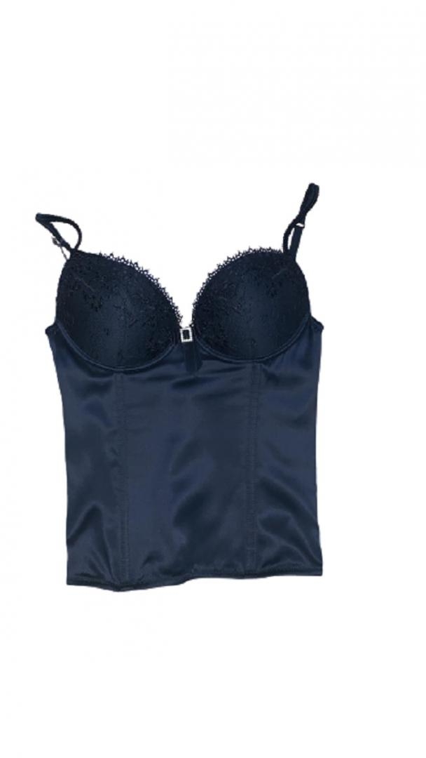 immagine 0 di Bustier con stecche in seta e pizzo