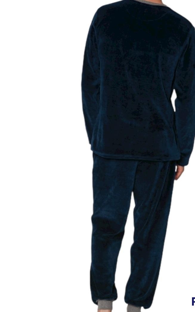 immagine 1 di Admas pigiama/tuta uomo in ciniglia blu