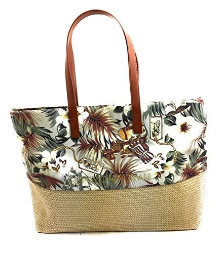 Borsa mare in cotone e rafia