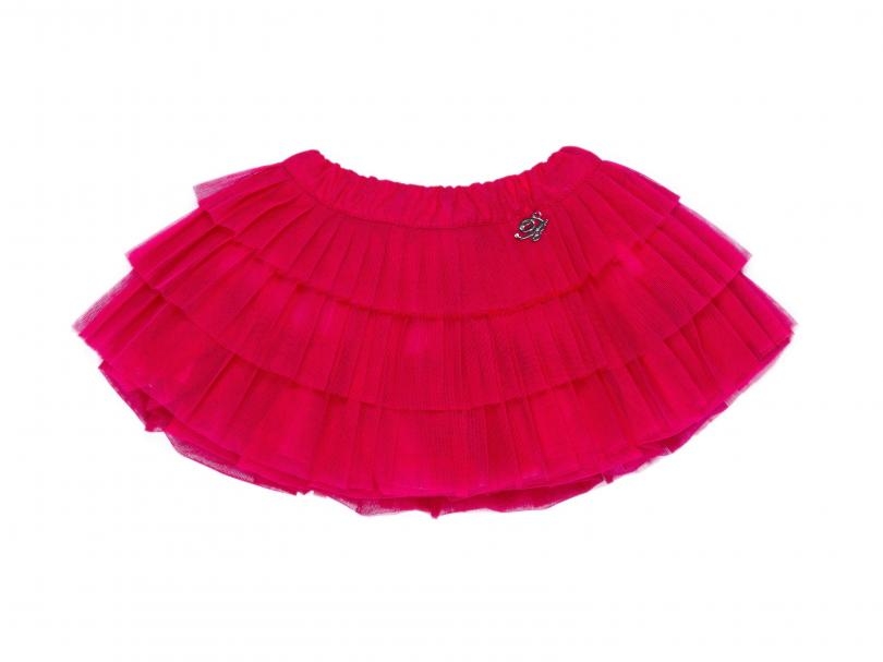 immagine 0 di Gonnina con balze in tulle corallo e fuxia