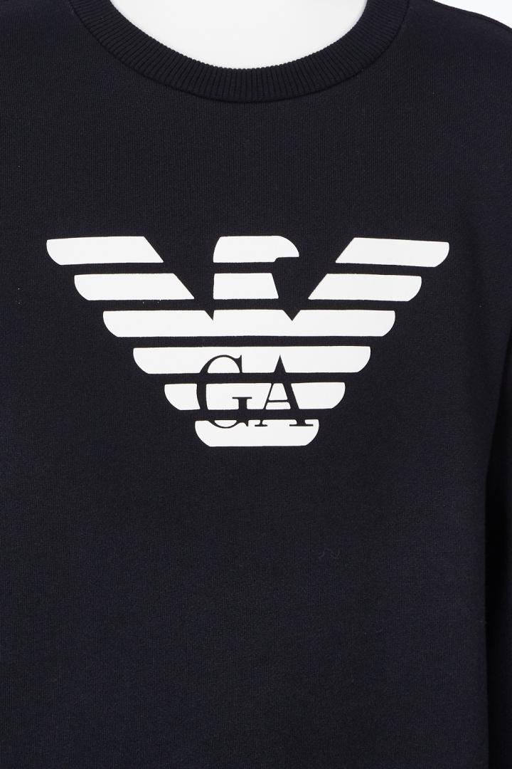 immagine 2 di Emporio Armani felpa girocollo blu con mega  logo centrale