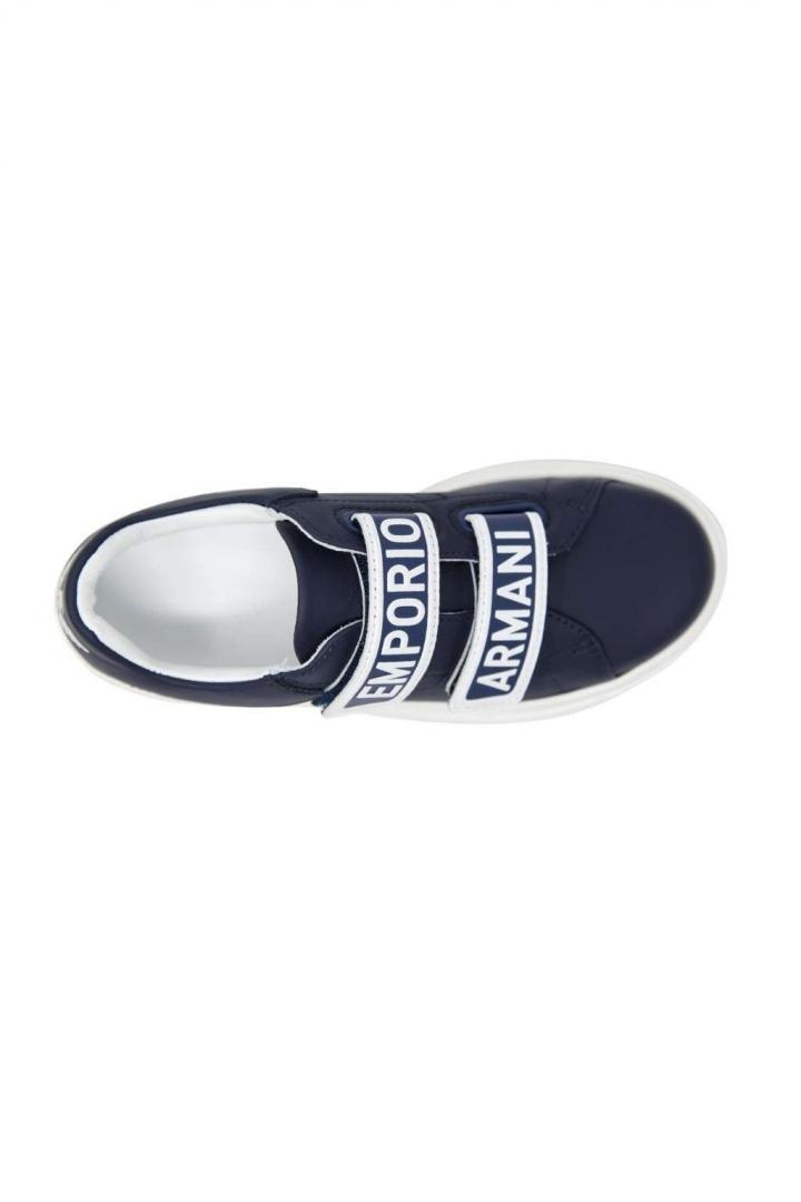 immagine 4 di Sneakers in pelle blu  con doppio velcro e logo
