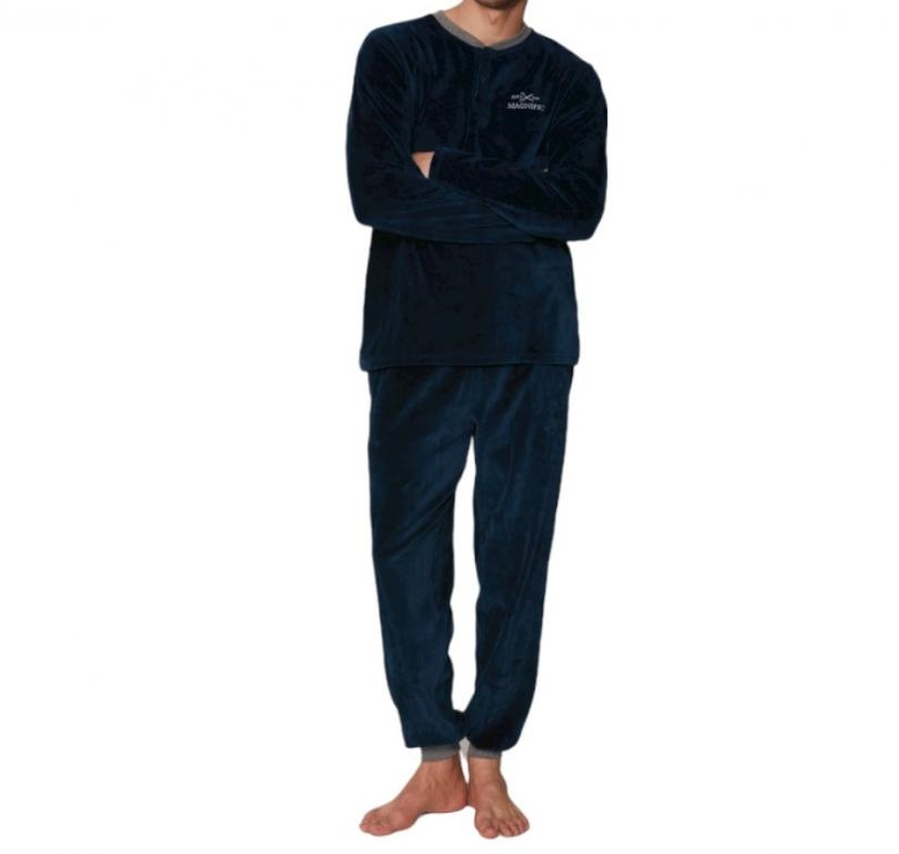 immagine 0 di Admas pigiama/tuta uomo in ciniglia blu