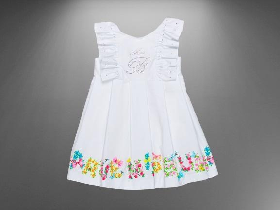 immagine 1 di Abitino bianco con lettere floreale sul bordo MBL 3614