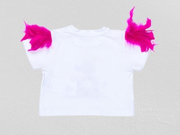 immagine 1 di T.shirt bianca in cotone con stampa colorata