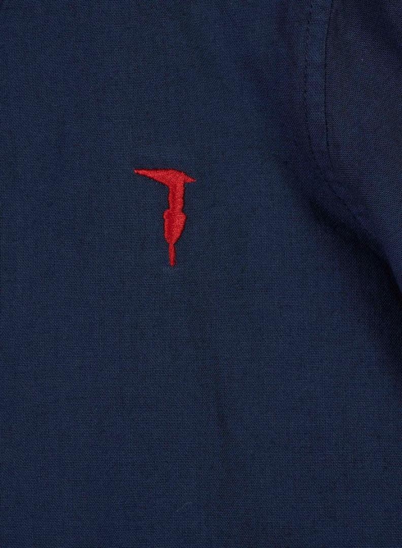 immagine 2 di Trussardi camicia blu delavè con logo ricamato in misto lino